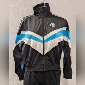 Kappa Women's XS Retro Colorblock Full Zip Track Jacket Turquoise/Black /White